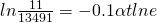 ln\frac{11}{13491}=-0.1\alpha{t}lne