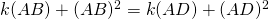 k(AB)+(AB)^2=k(AD)+(AD)^2