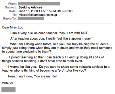 Email from a MOE teacher