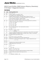 O-Level 2008 October/November Combined Science 5116 Paper 1 Suggested Solutions