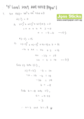 O-Level October/November 2009 AMaths 4038 Paper I Solutions - click to download