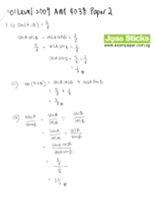 O-Level October/November 2009 AMaths 4038 Paper II Solutions - click to download