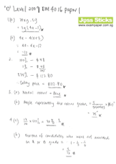 O-Level October/November 2009 EMaths 4016 Paper I Solutions - click to download