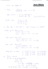 GCE A Level 2011 H2 Maths 9740 Paper 1 solutions