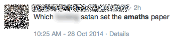 Satanic AMaths tweet