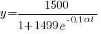 y = {1500}/{1+1499e^{-0.1 alpha t}}