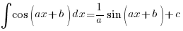 int{}{}{cos (ax + b)} dx = 1/a sin (ax + b) + c