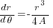 {dr}/{d theta} = -r^3/{4A}