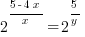 2^{{5 - 4x}/x} = 2^{5/y}