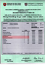 Christiana's O-Level Certificate